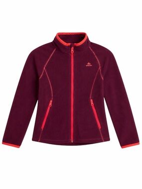 Decathlon Quechua Girls Full Zip Fleece Jacket 8-9 yrs Maroon Orange